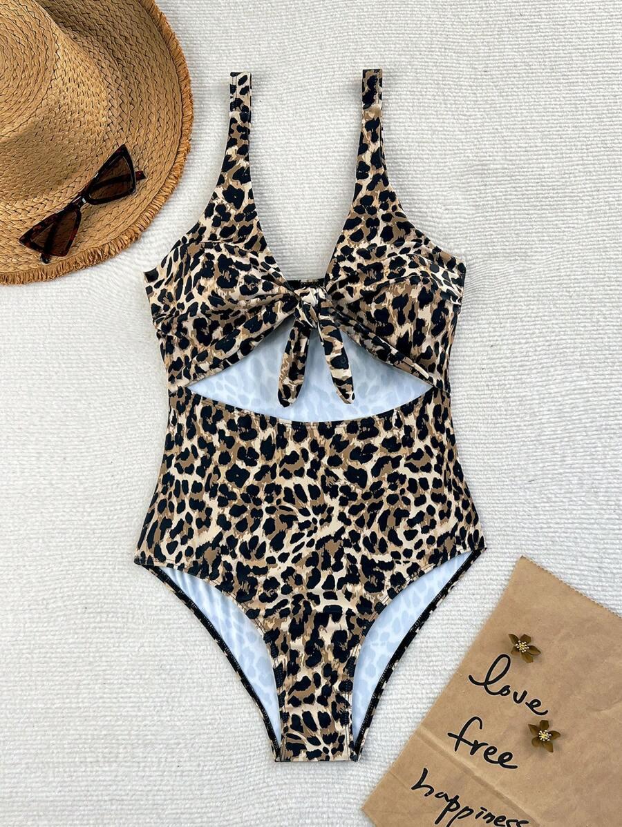 SHEIN JEDNOCZĘŚCIOWY STRÓJ KĄPIELOWY ANIMAL PRINT WYCIĘCIE S06__XL