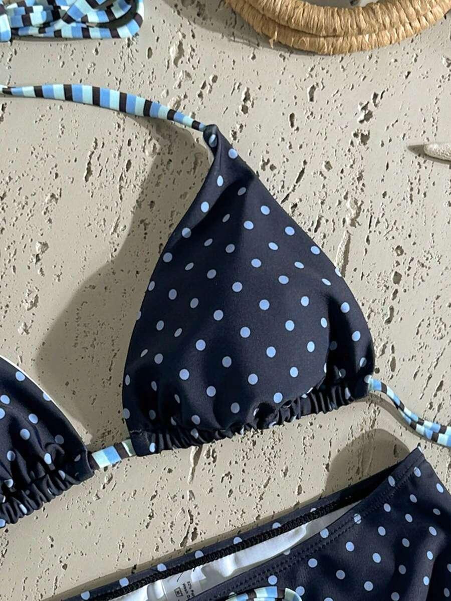 SWIM MOD GRANATOWY DWUCZĘŚCIOWY STRÓJ KĄPIELOWY W GROSZKI S09__M