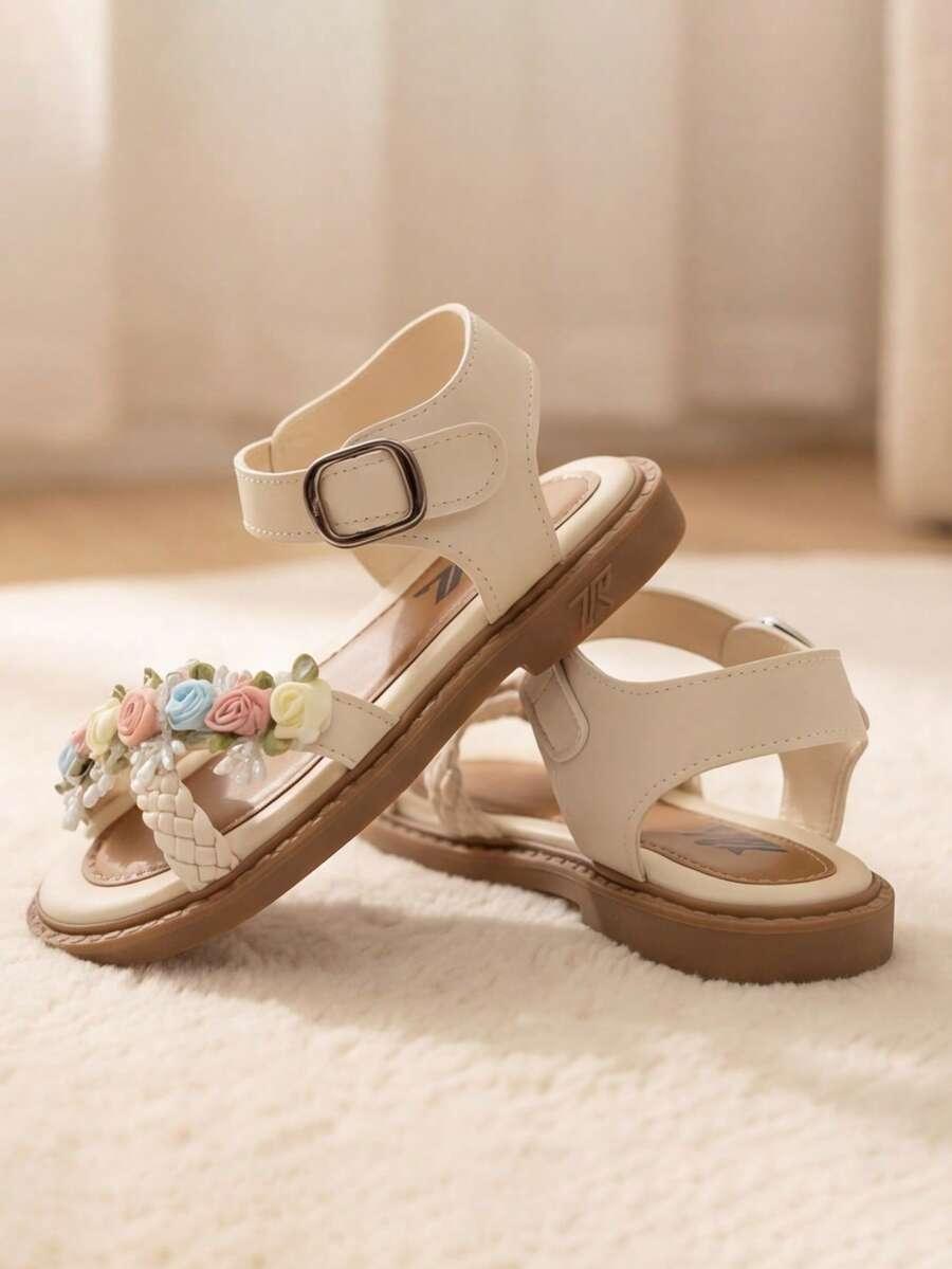 SHEIN BEŻOWE SANDAŁY KWIATY S06__32