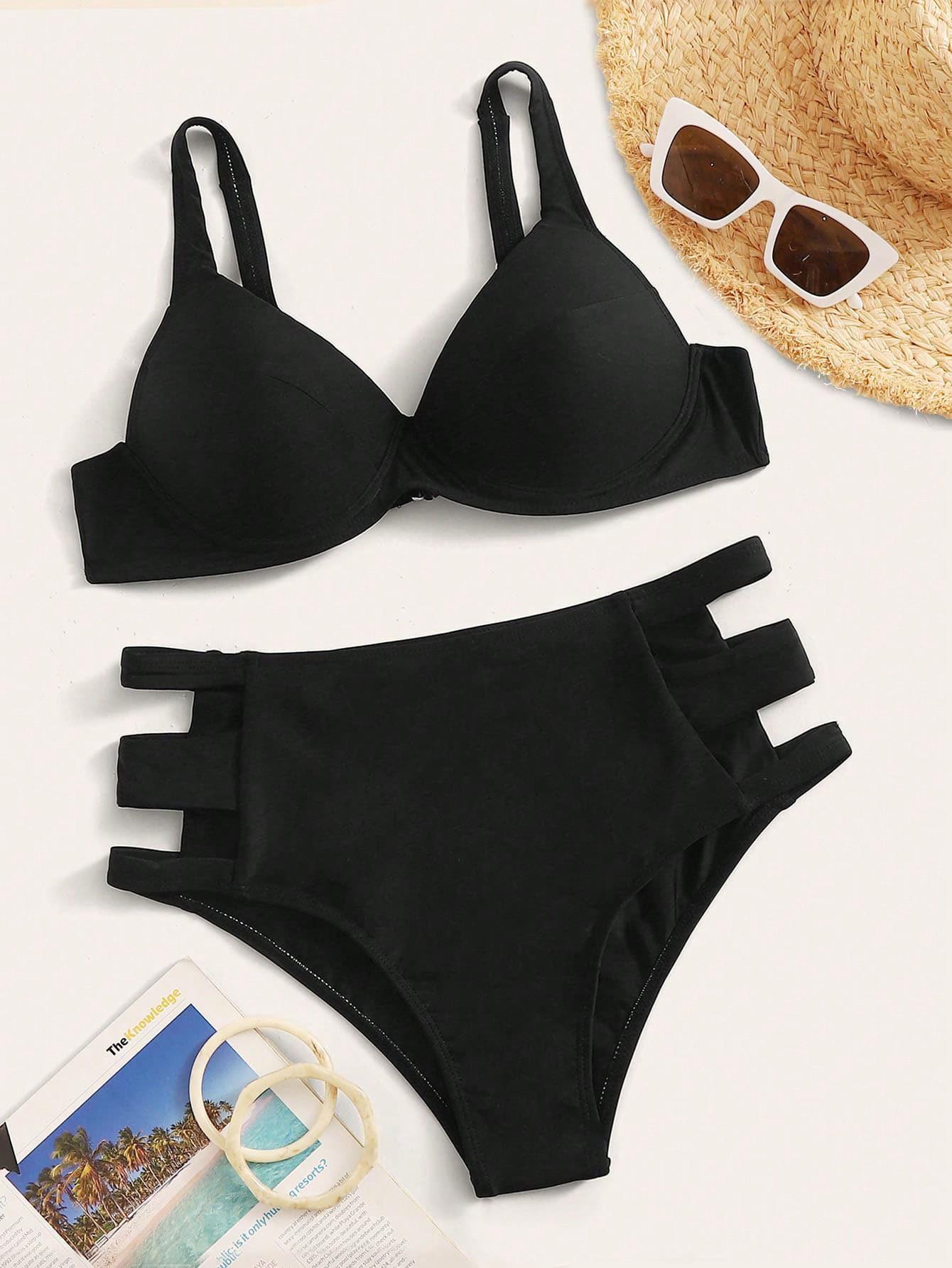 SHEIN CZARNY DWUCZĘŚCIOWY STRÓJ KĄPIELOWY S09__XL