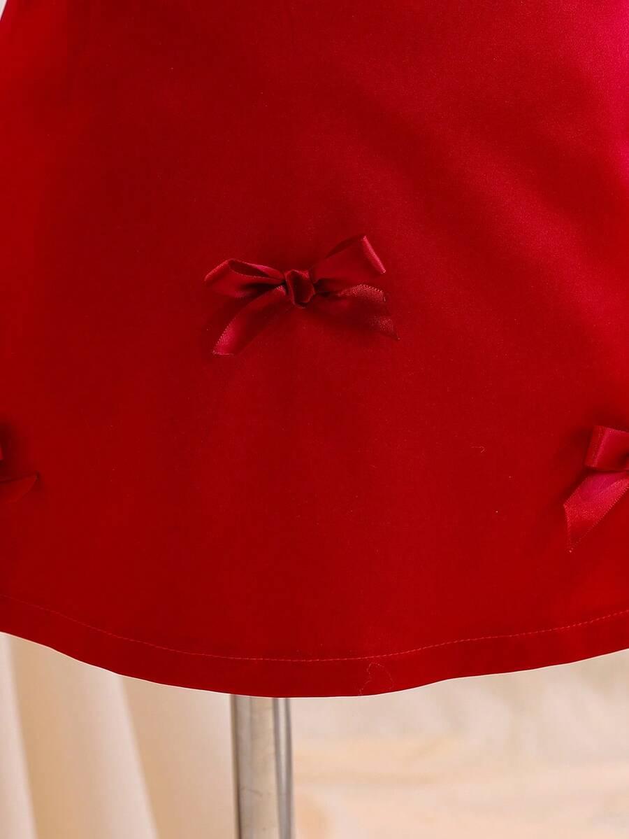 SHEIN CZERWONA SUKIENKA KOKARDY S06__104-110