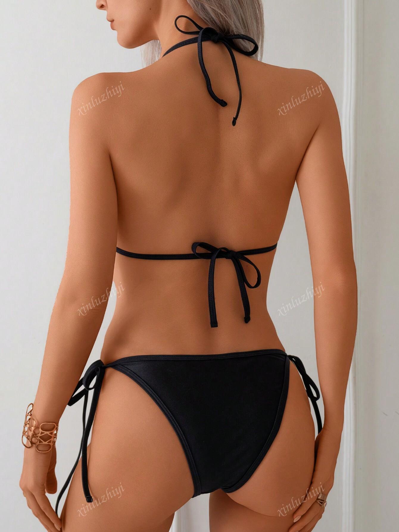 SHEIN CZARNY DWUCZĘŚCIOWY STRÓJ KĄPIELOWY S09__M