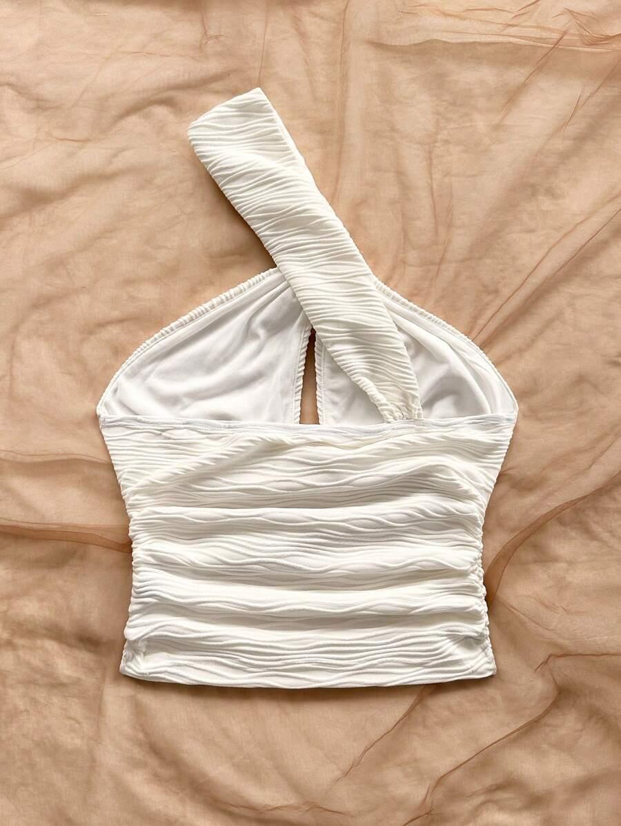 SHEIN BIAŁY TOP NA RAMIĘ S06__L