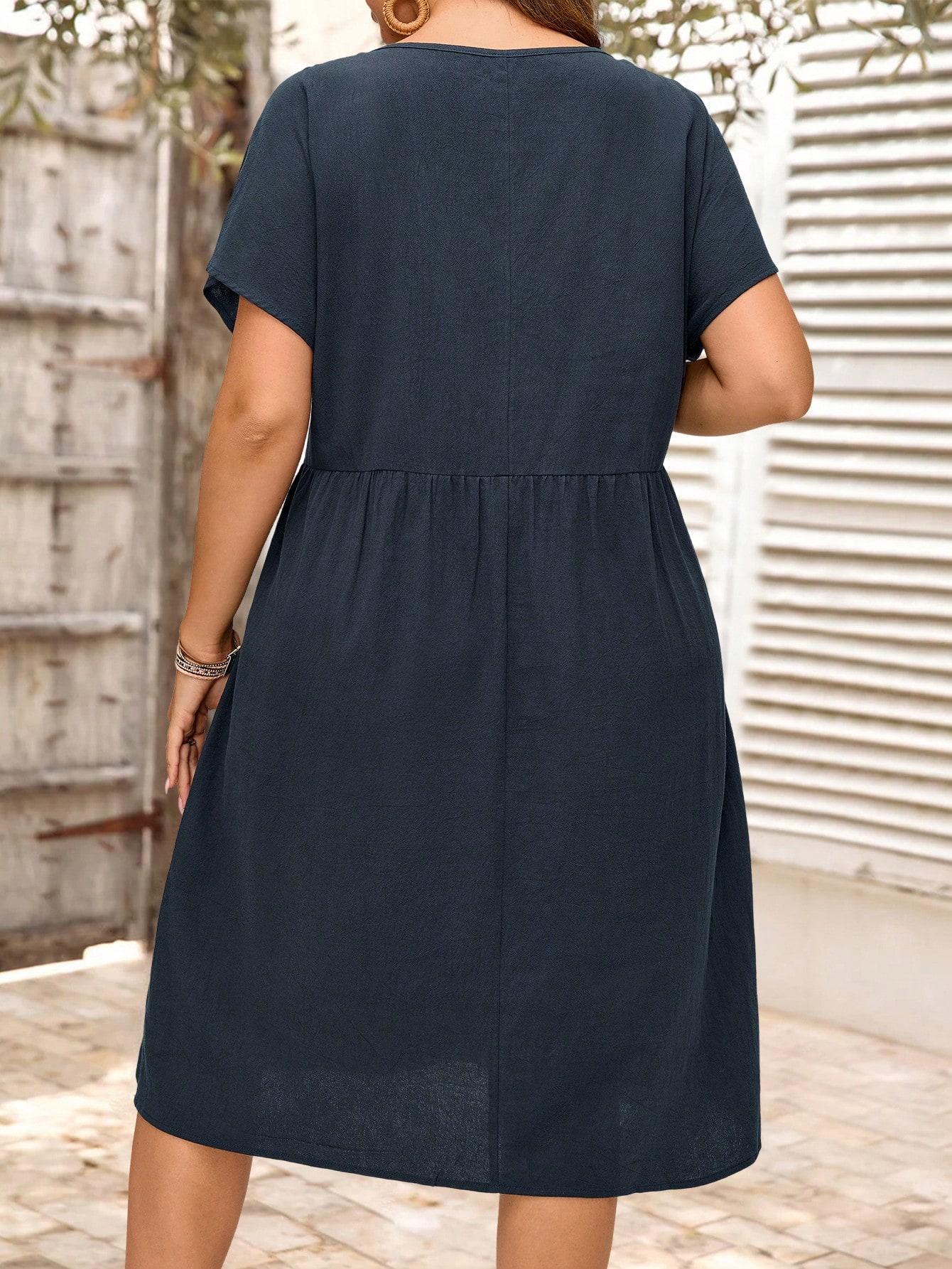 SHEIN GRANATOWA SUKIENKA KRÓTKI RĘKAW S06__46