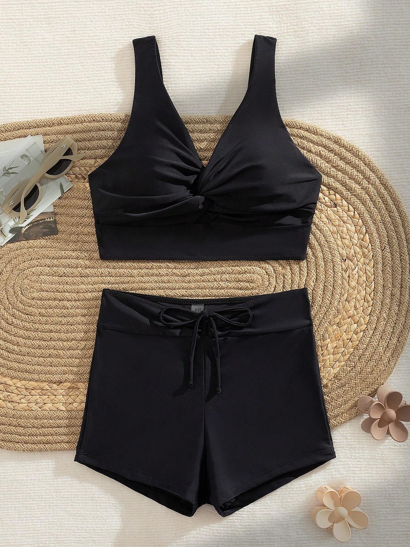 SHEIN CZARNY DWUCZĘŚCIOWY STRÓJ KĄPIELOWY S09__XL