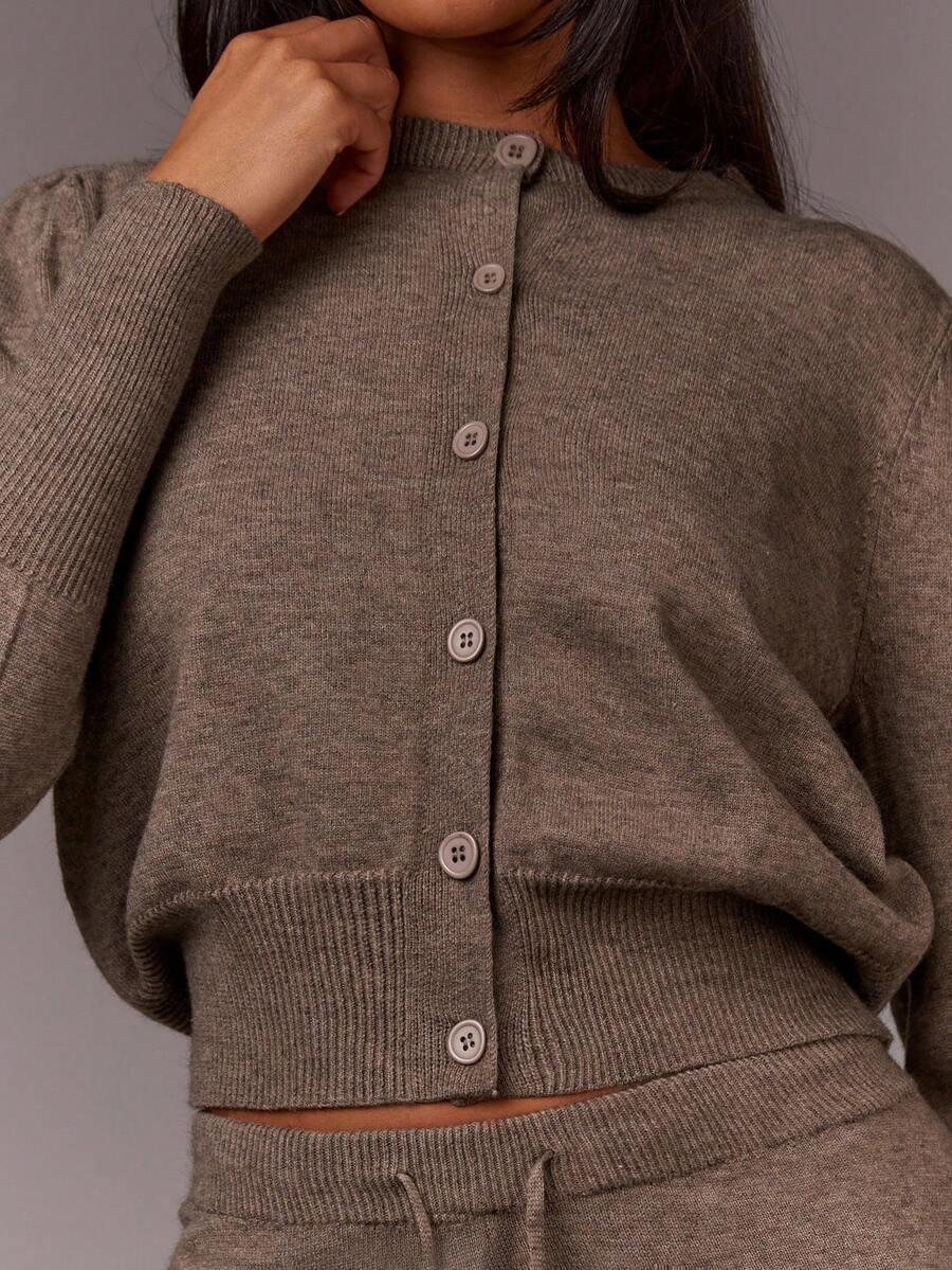 SHEIN BRĄZOWE SPODNIE SWETER KOMPLET S06__M