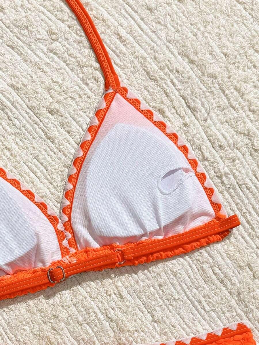 SHEIN POMARAŃCZOWY DWUCZĘŚCIOWY STRÓJ KĄPIELOWY S09__140-146