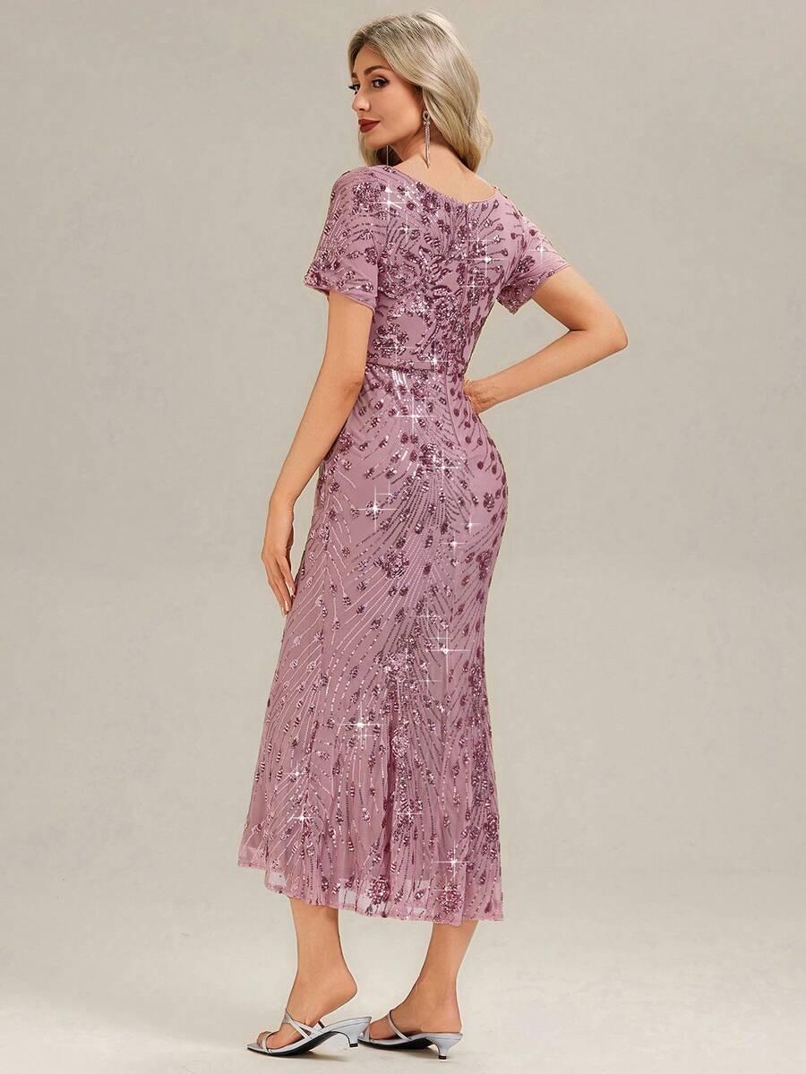 SHEIN SUKIENKA KRÓTKI RĘKAW ZDOBIENIA S06__M