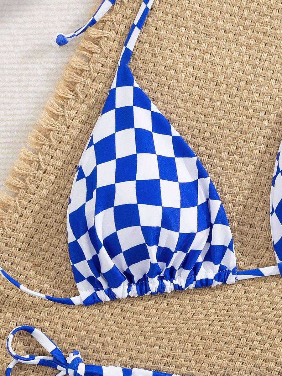SHEIN STRÓJ KĄPIELOWY WZÓR KRATKA S09__L