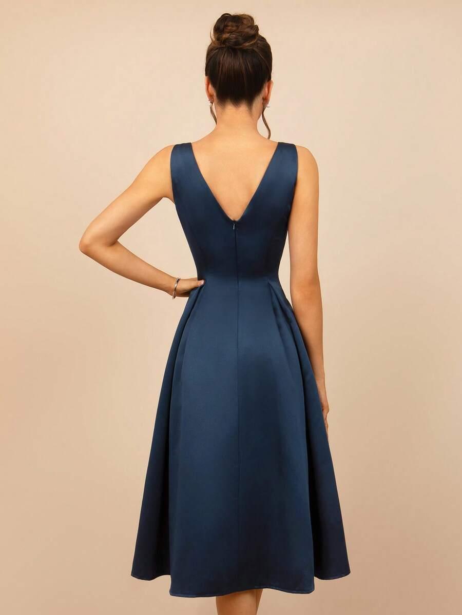 SHEIN GRANATOWA SUKIENKA MARSZCZENIE S06__M