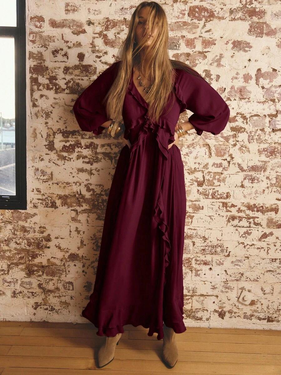SHEIN BORDOWA MAXI SUKIENKA S06__M