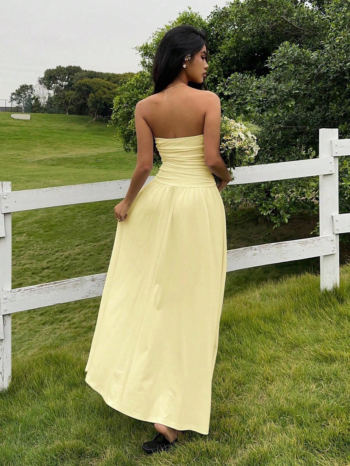 SHEIN ZÓŁTA SUKIENKA MAXI S06__M
