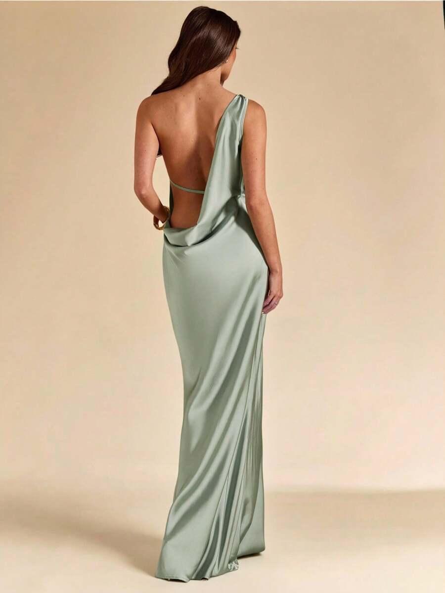 SHEIN ZIELONA ASYMETRYCZNA SUKIENKA S06__L