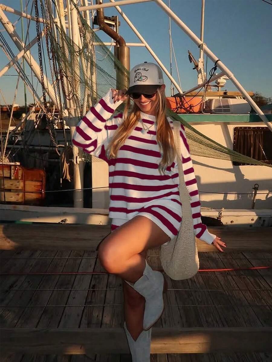 SHEIN KOMPLET KRÓTKIE SPODENKI SWETER S06__L