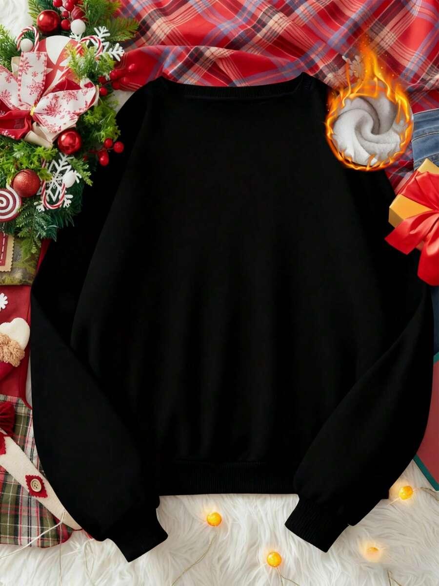 SHEIN BLUZA BEZ KAPTURA MOTYW ŚWIĄTECZNY BDD__L
