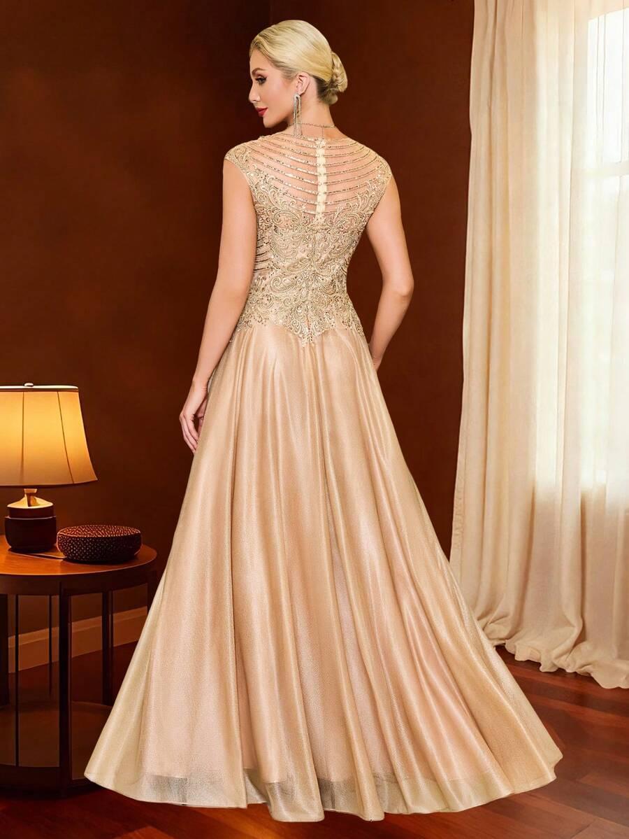 SHEIN ZŁOTA MAXI SUKIENKA S06__M