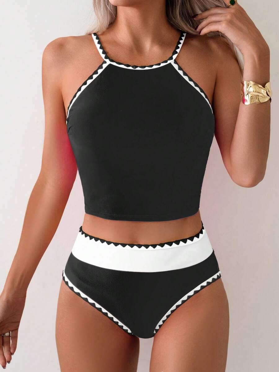 SHEIN DWUCZĘŚCIOWY STRÓJ KĄPIELOWY KONTRAST S09__XL