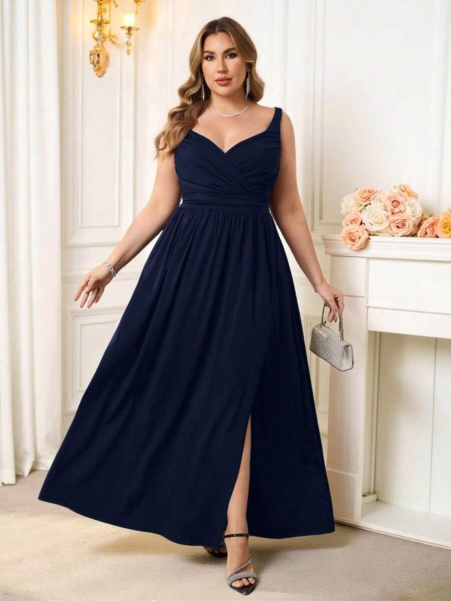 REFLORA GRANATOWA MAXI SUKIENKA ROZCIĘCIE S06__XXL