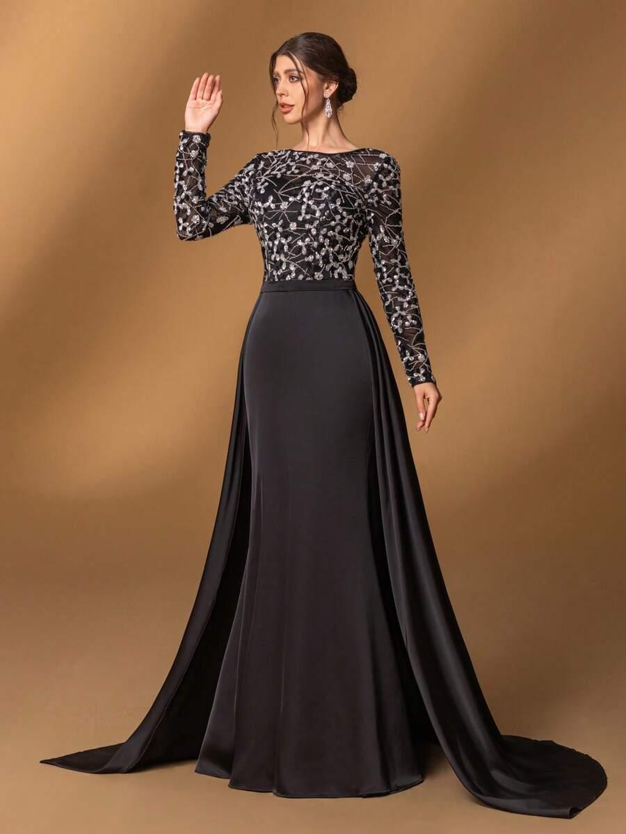 FAERIESTY CZARNA MAXI SUKIENKA ZDOBIENIE S06__XXL