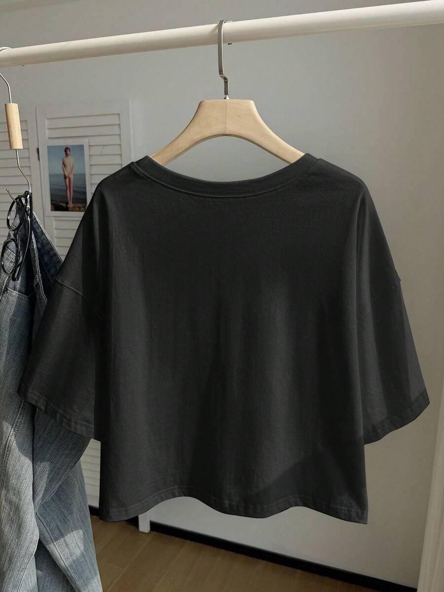 COMFORTCANA CZARNY T-SHIRT OKRĄGŁY DEKOLT S06__52