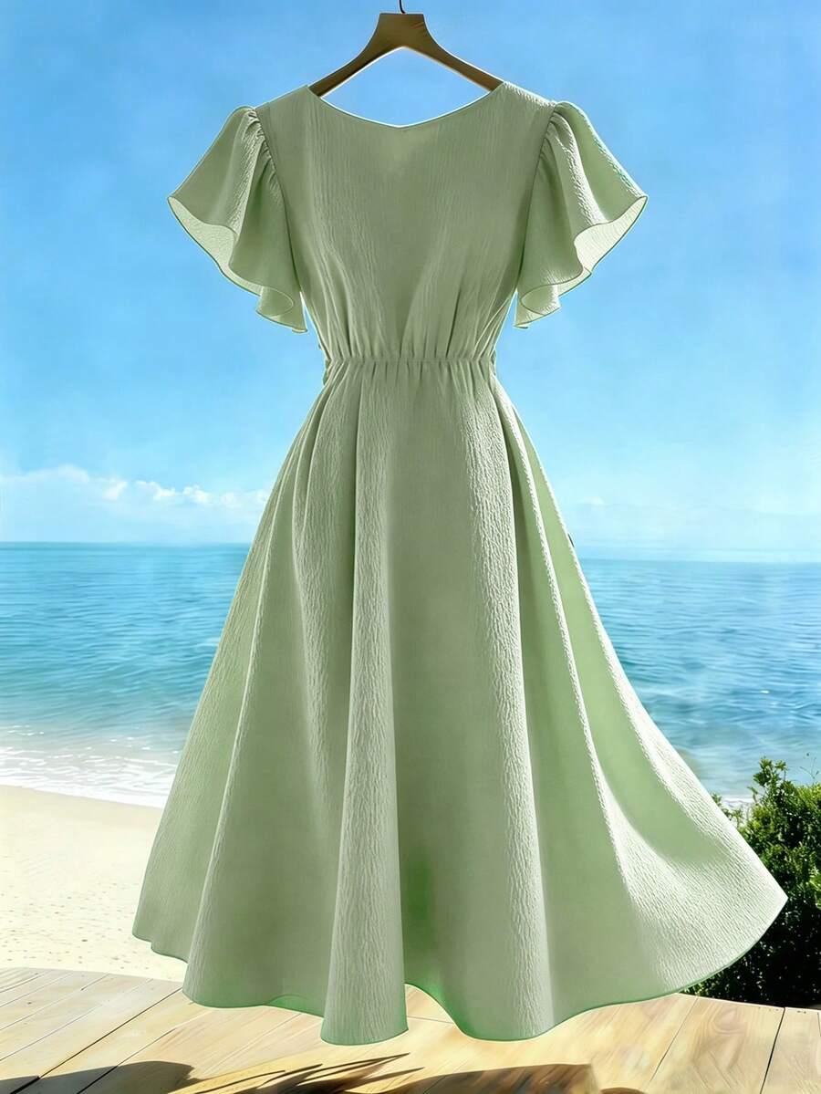 FRANCLIA ZIELONA SUKIENKA V-NECK S06__S