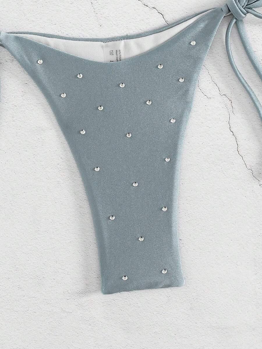 SHEIN SZARY DWUCZĘŚCIOWY STRÓJ KĄPIELOWY ZDOBIENIE S09__XS