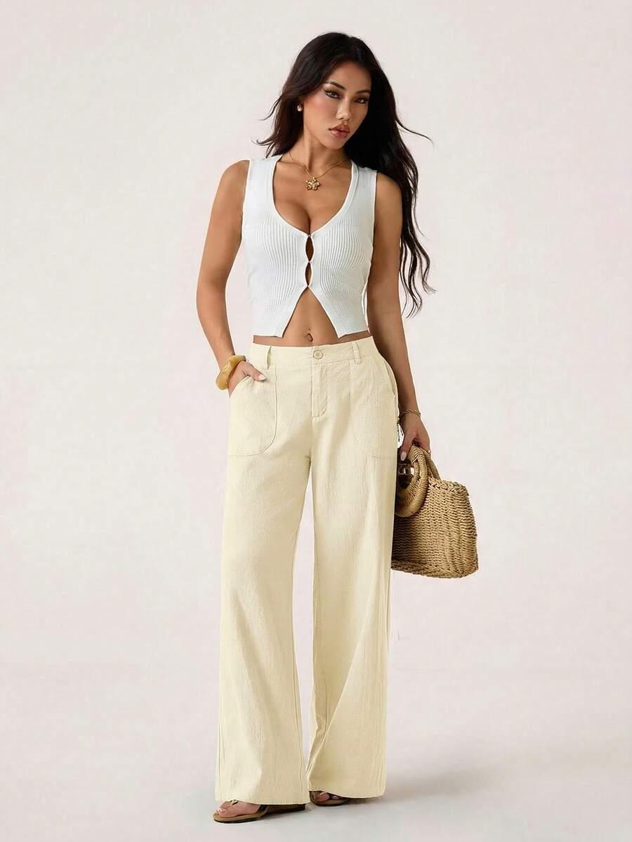 SHEIN ŻÓŁTE SPODNIE CASUAL S06__M