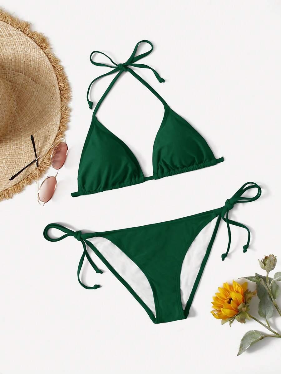 SHEIN ZIELONY DWUCZĘŚCIOWY STRÓJ KĄPIELOWY S09__L