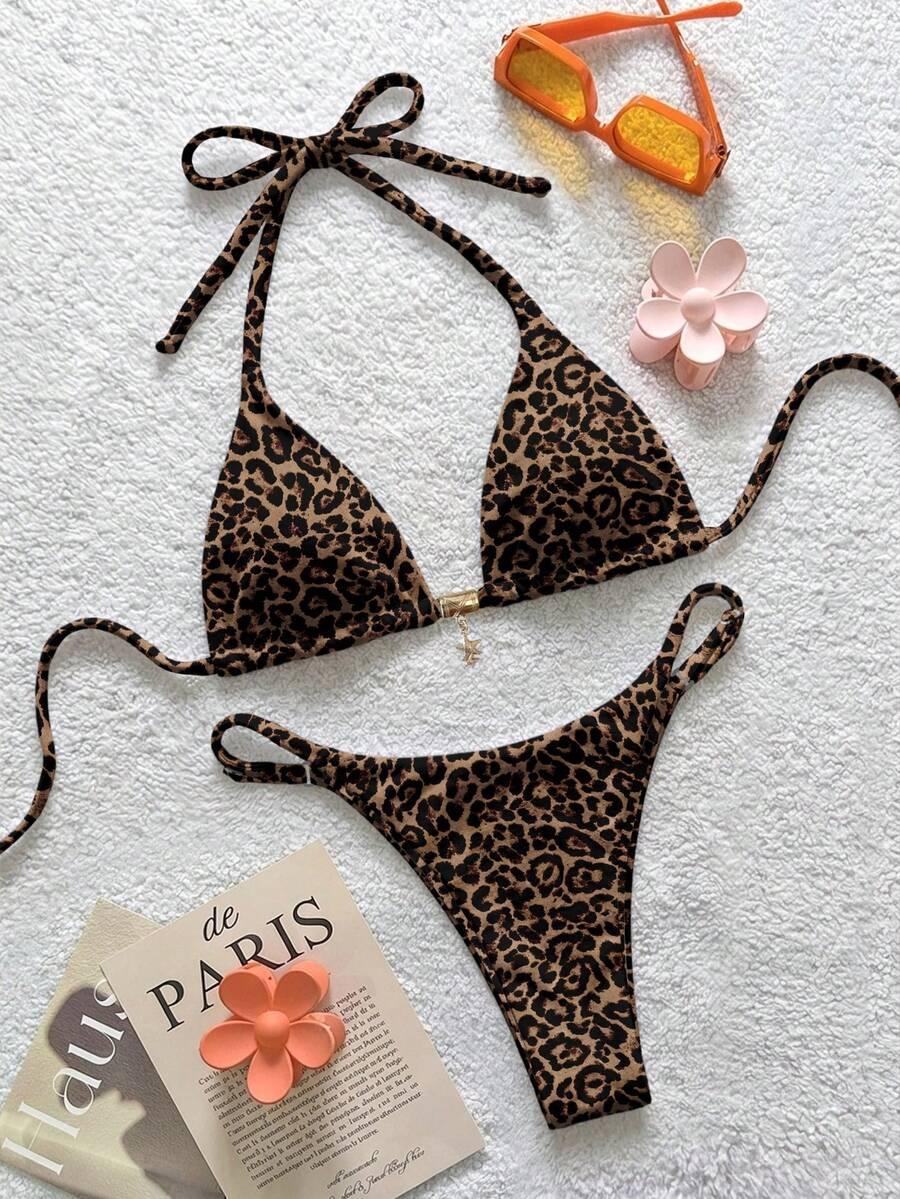 SHEIN DWUCZĘŚCIOWY STRÓJ KĄPIELOWY ANIMAL PRINT S09__M