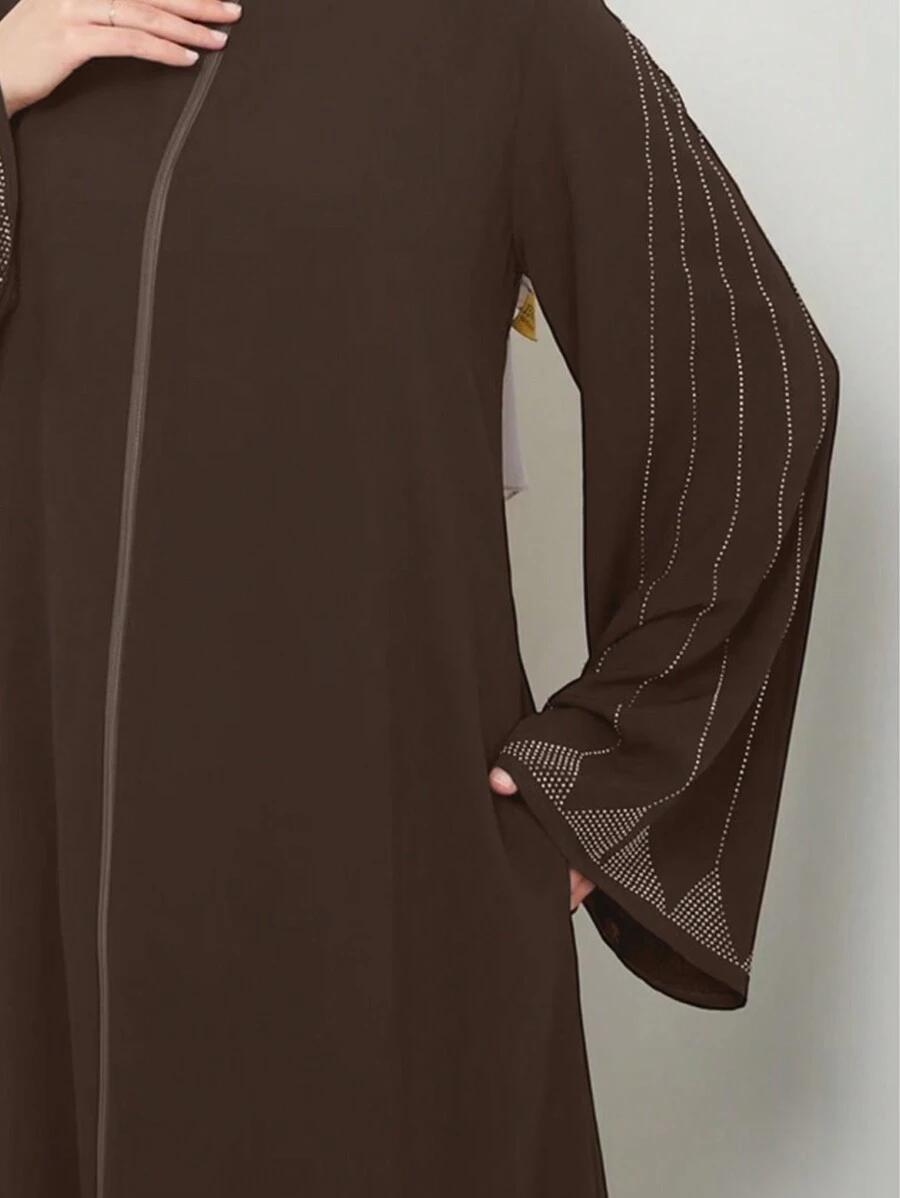 SHEIN BRĄZOWA MAXI SUKIENKA ZDOBIENIE S06__L