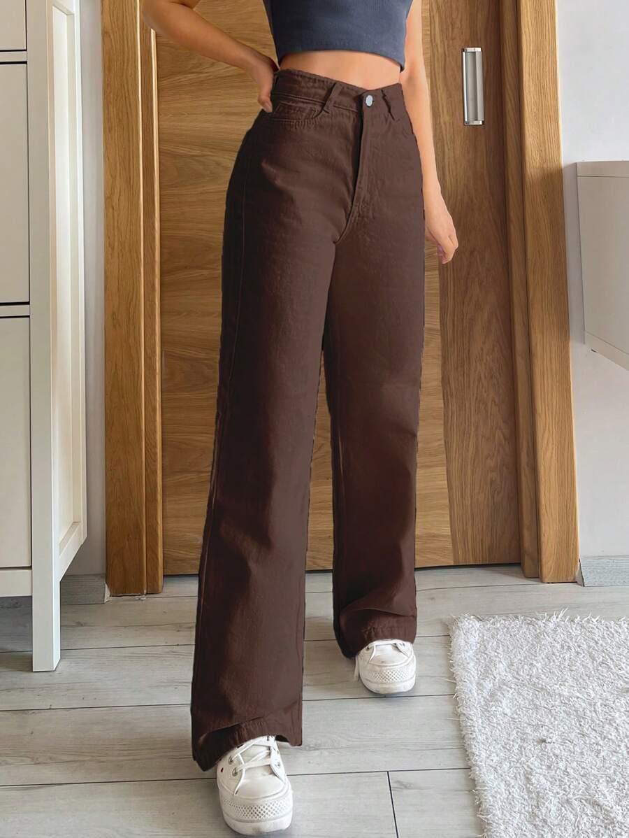 SHEIN BRĄZOWE SPODNIE JEANS