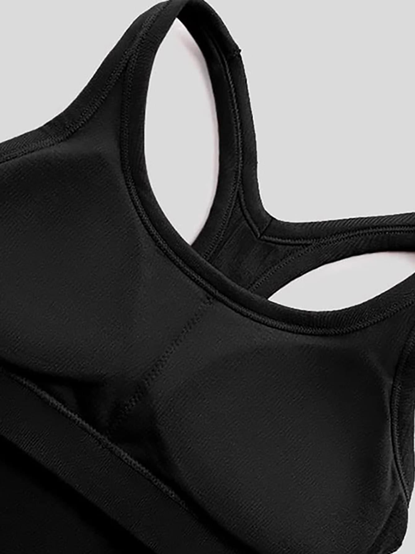 SHEIN CZARNY SPORTOWY TOP Z WBUDOWANYMI MISECZKAMI S06__M