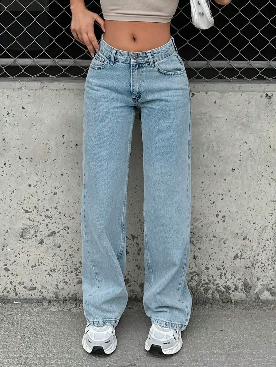 SHEIN SPODNIE JEANS Z NISKIM STANEM ZAMEK