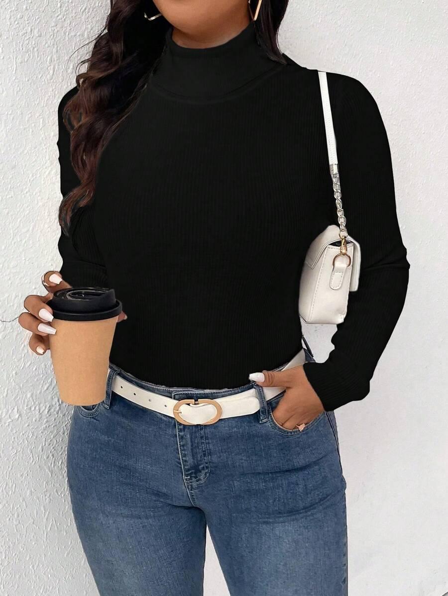 SHEIN CZARNY SWETER DŁUGI RĘKAW S06__48