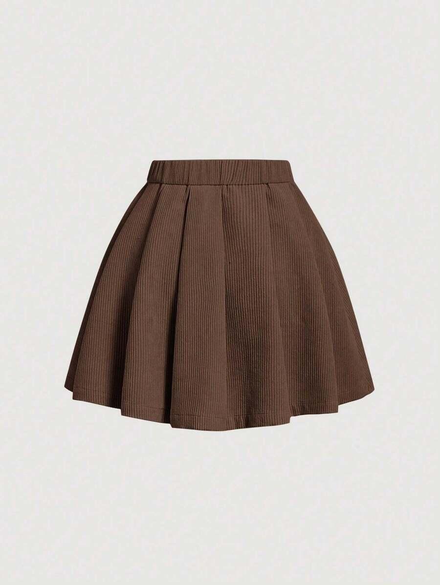 SHEIN BRĄZOWA MINI SPÓDNICA S06__50