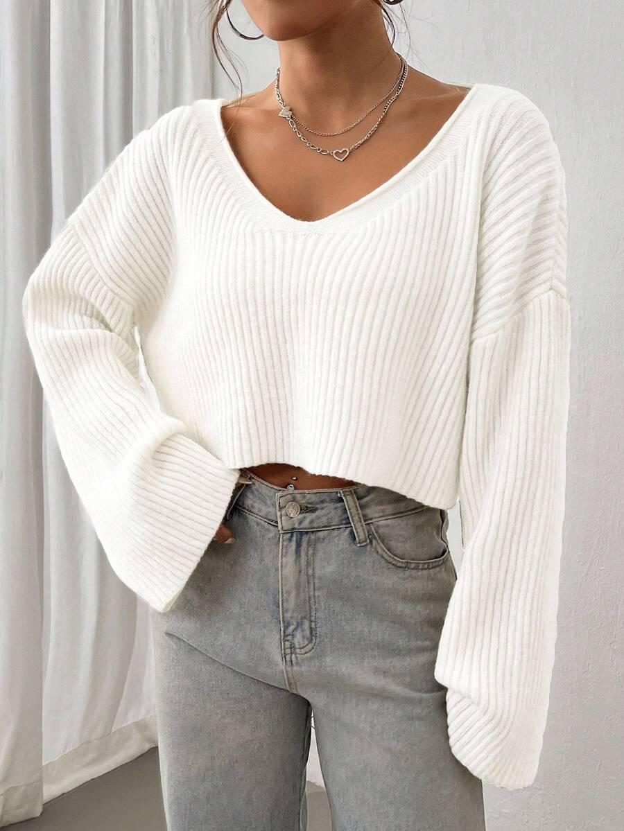 SHEIN BIAŁY PRĄŻKOWANY SWETER S06__M