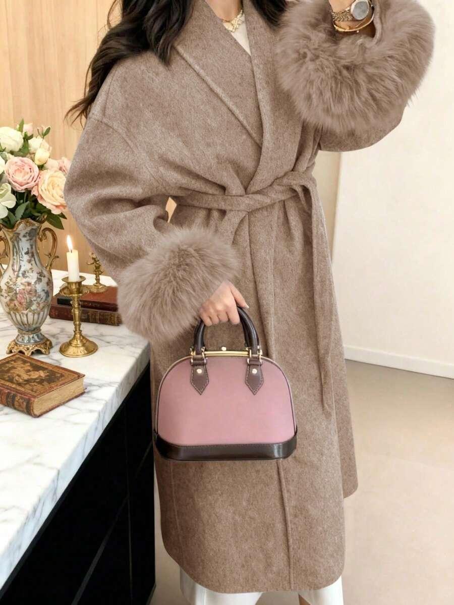 SHEIN BEŻOWE KLASYCZNY PŁASZCZ W01__M