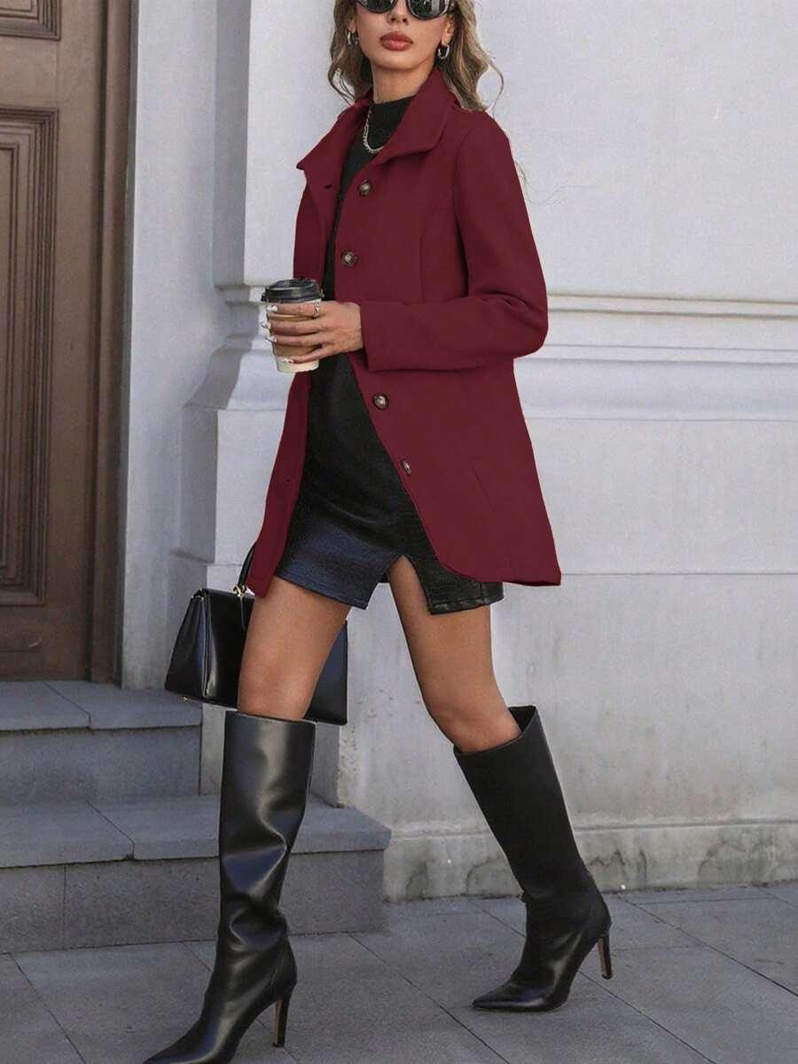 SHEIN CZERWONY KLASYCZNY PŁASZCZ W01__L