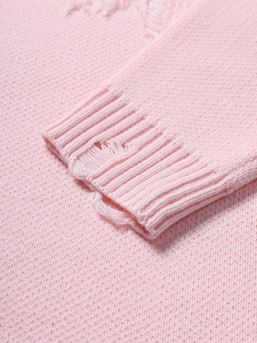 MANFINITY RÓŻOWY SWETER OKRĄGŁY DEKOLT NAPIS S06__M