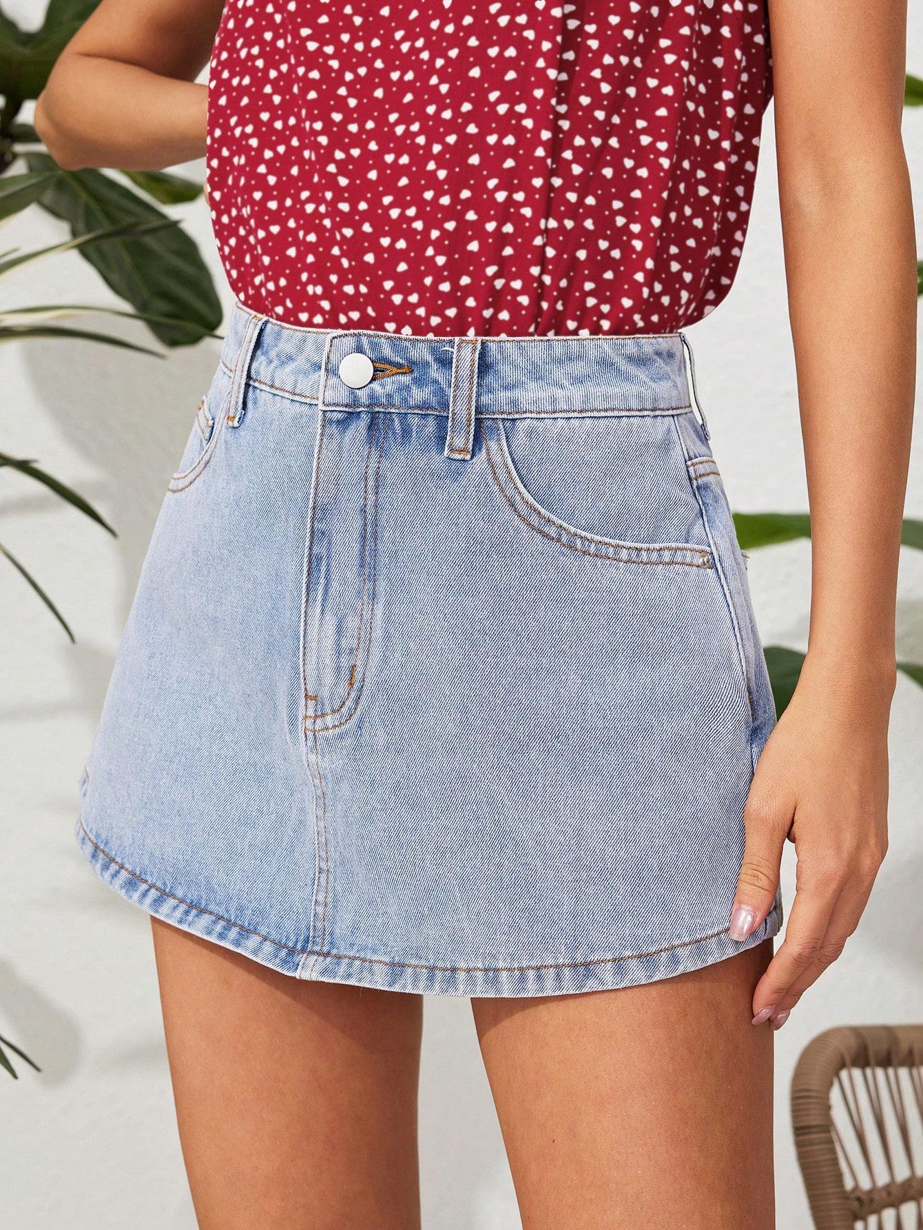 SHEIN NIEBIESKIE JEANSOWE SPÓDNICO-SPODENKI S06__S