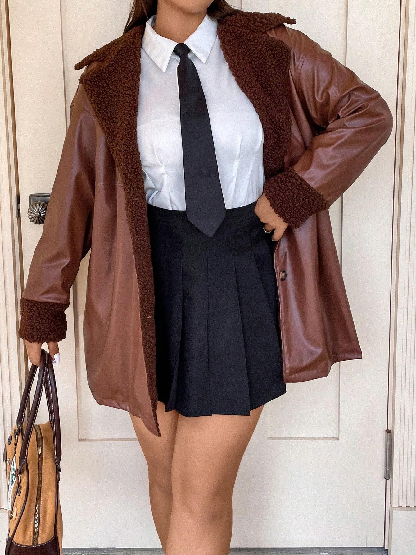SHEIN KURTKA IMITACJA SKÓRY KOŁNIERZYK W01__50