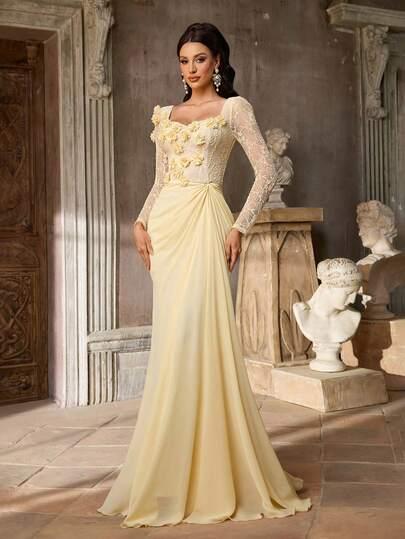 SHEIN ŻÓŁTA MAXI SUKIENKA S09__M