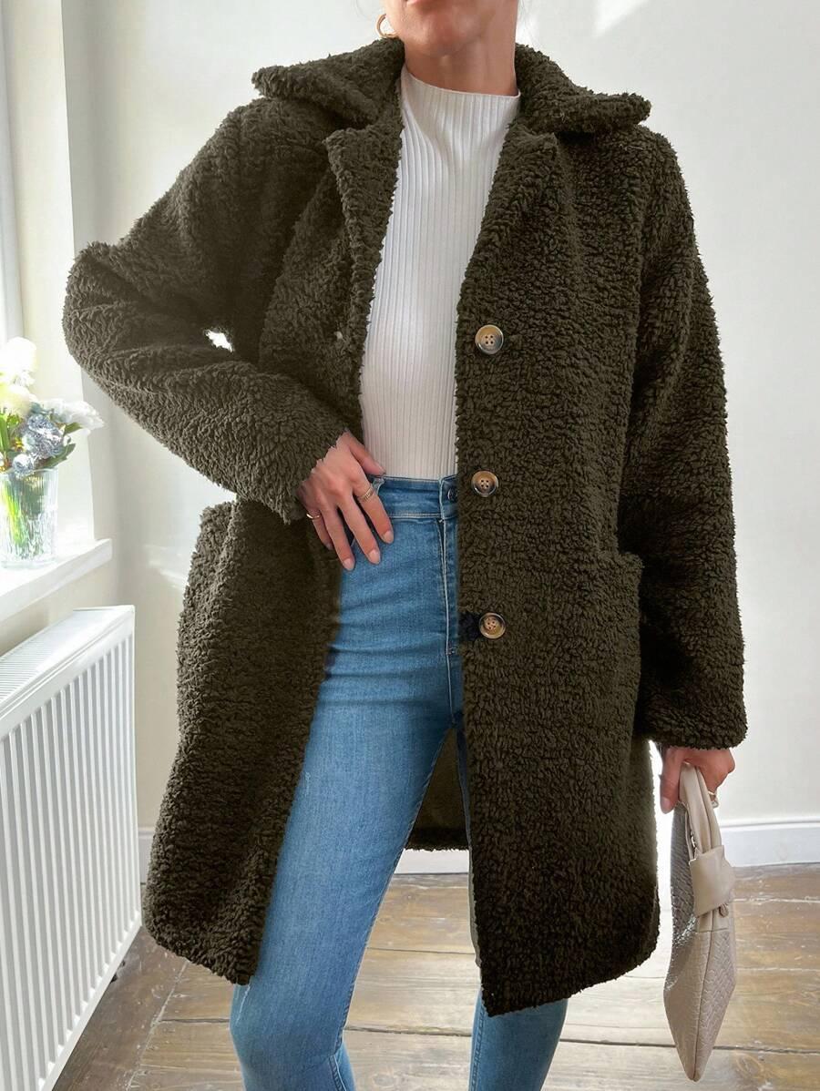 SHEIN ZIELONY PŁASZCZ MIŚ W01__S