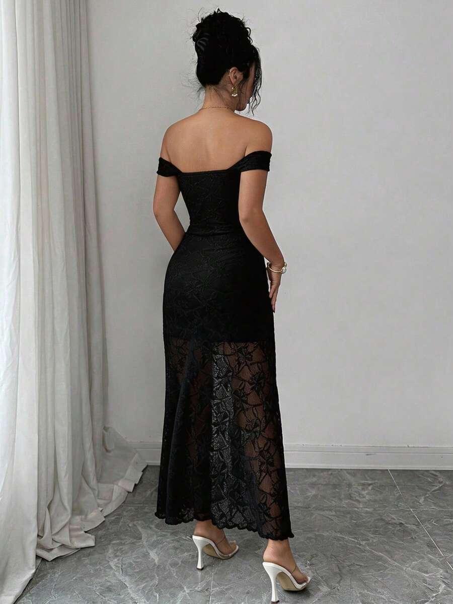 MODELYN CZARNA MAXI SUKIENKA S06__L