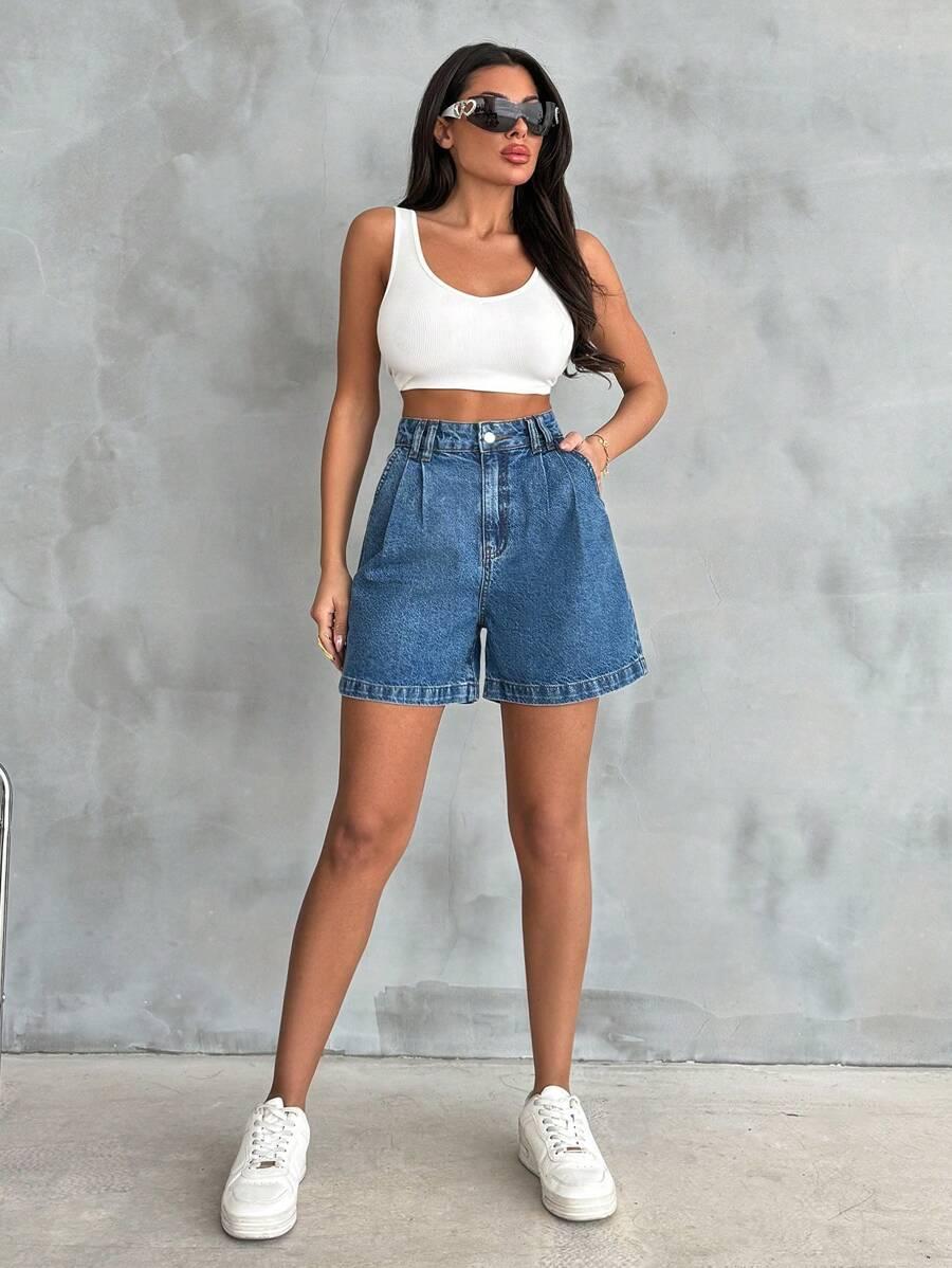SHEIN NIEBIESKIE KRÓTKIE SPODENKI JEANS S06__M