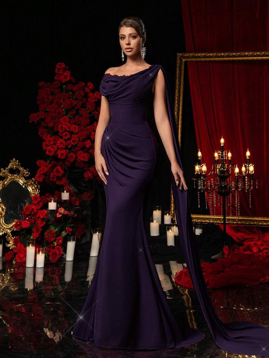 GLAMRAE FIOLETOWA MAXI GORSETOWA SUKIENKA S06__L
