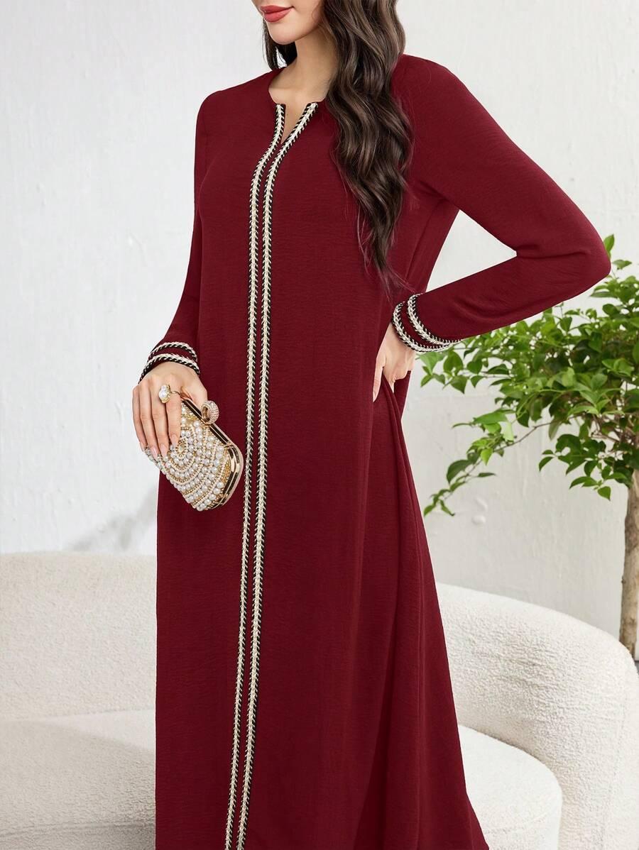 SHEIN BEŻOWA SUKIENKA W ZDOBIENIE KONTRAST PK01__S