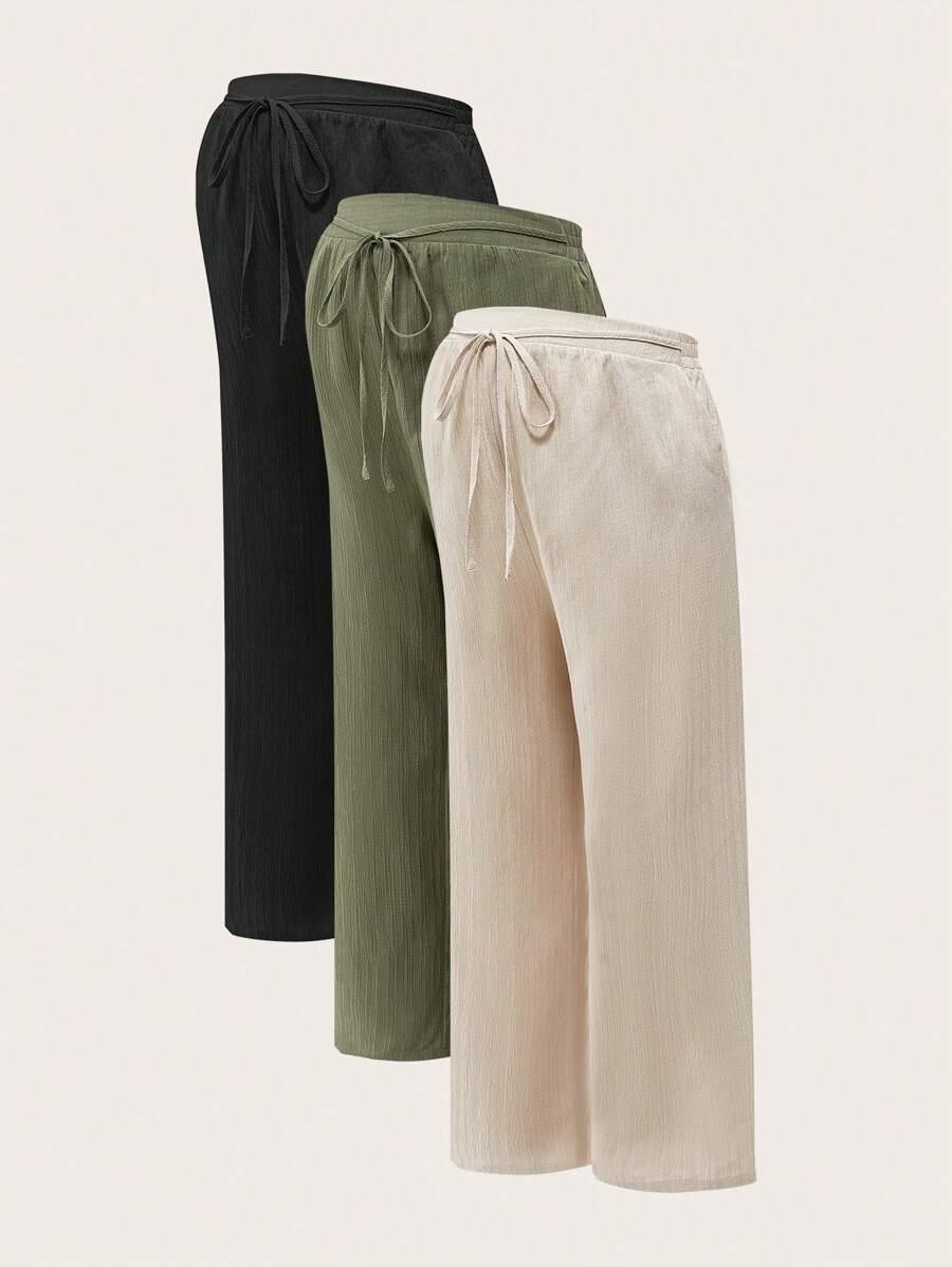 SHEIN SPODNIE CIĄŻOWE WIĄZANIE 3-PACK S06__S