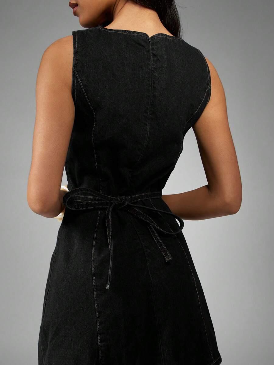 SHEIN CZARNA JEANSOWA SUKIENKA