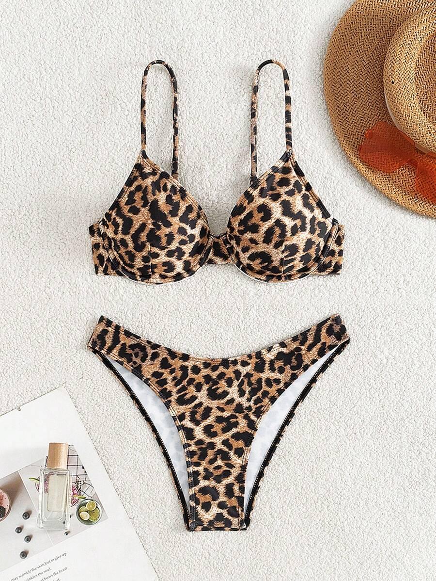 SHEIN DWUCZĘŚCIOWY STRÓJ KĄPIELOWY ANIMAL PRINT S09__L